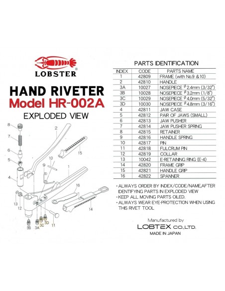 Πιριτσιναδόρος χειρός LOBSTER HR-002Α Πιριτσιναδόρος χειρός LOBSTER HR-002Α