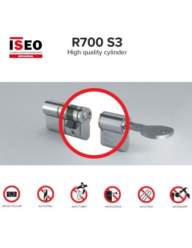 Κύλινδρος (αφαλός) ασφαλείας ISEO R700S3, με καταπέλτη