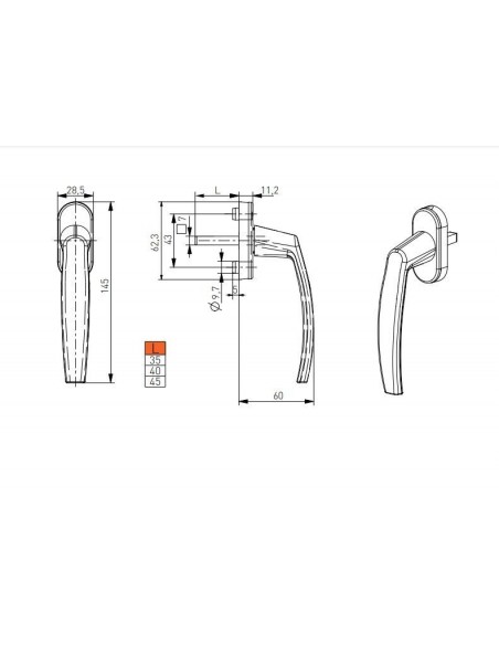 Χερούλι για μπαλκονόπορτες και παράθυρα Trend