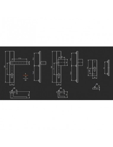 Πόμολο (χερούλι) αλουμινίου διπλό (ζεύγος) με ροζέτα DALLAS