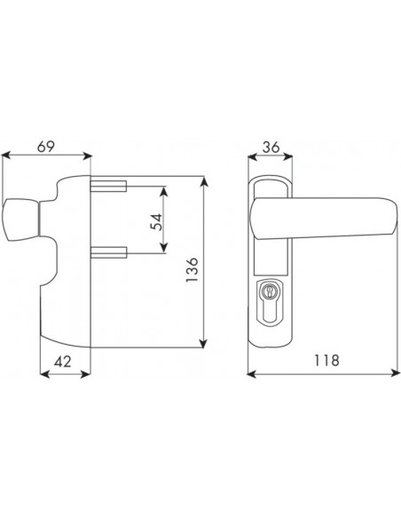 Χερούλι για μηχανισμό μπάρας πανικού-έξοδου κινδύνου  ISEO IDEA Base