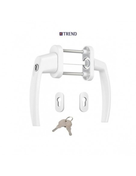 Πόμολο (γρυλόχειρο) διπλή για πόρτες και παράθυρα αλουμινίου PVC με περιμετρικό μηχανισμό με κλειδί