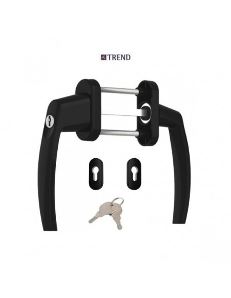 Πόμολο (γρυλόχειρο) διπλή για πόρτες και παράθυρα αλουμινίου PVC με περιμετρικό μηχανισμό με κλειδί