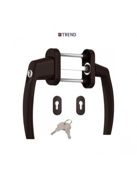 Πόμολο (γρυλόχειρο) διπλή για πόρτες και παράθυρα αλουμινίου PVC με περιμετρικό μηχανισμό με κλειδί