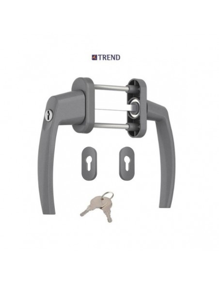 Πόμολο (γρυλόχειρο) διπλή για πόρτες και παράθυρα αλουμινίου PVC με περιμετρικό μηχανισμό με κλειδί