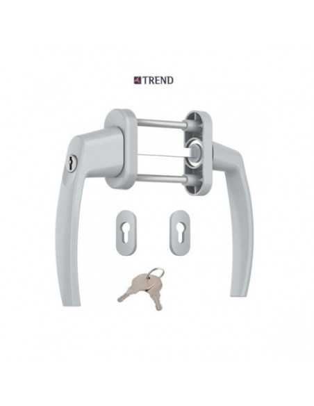 Πόμολο (γρυλόχειρο) διπλή για πόρτες και παράθυρα αλουμινίου PVC με περιμετρικό μηχανισμό με κλειδί