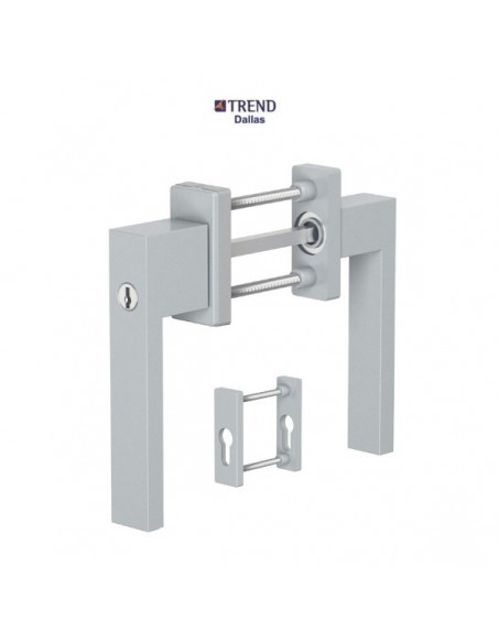 Πόμολο (γρυλόχειρο) διπλή για πόρτες και παράθυρα αλουμινίου PVC με περιμετρικό μηχανισμό με κλειδί Trend Dallas