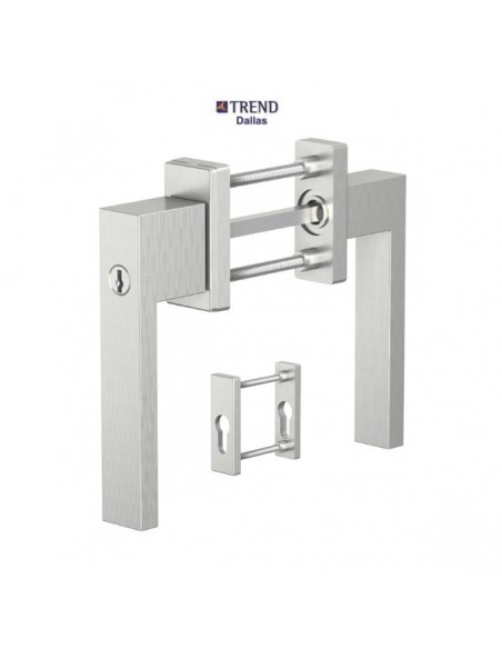 Πόμολο (γρυλόχειρο) διπλή για πόρτες και παράθυρα αλουμινίου PVC με περιμετρικό μηχανισμό με κλειδί Trend Dallas