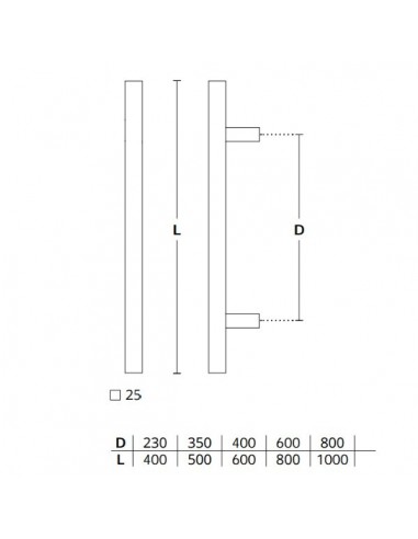 Aνοξείδωτη λαβή εξώπορτας 25x25