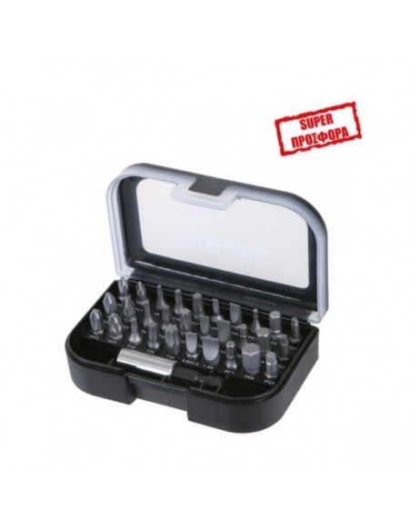 Συλλογή με 13 καρυδάκια, 18 μύτες, 4 γωνιακά κλειδιά Allen και 7 βοηθητικά εξαρτήματα σε πλαστική κασετίνα