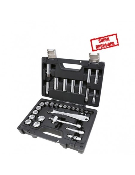 Συλλογή με 28 καρυδάκια και 5 βοηθητικά εξαρτήματα, σε πλαστική κασετίνα