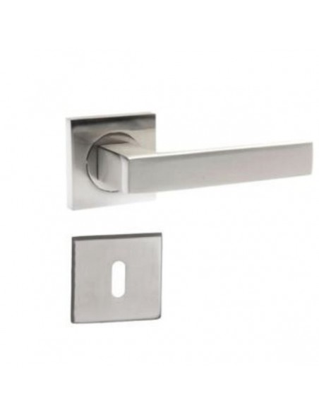 Πόμολο (χερούλι) πόρτας με ροζέτα Νίκελ Μάτ Πόμολο (χερούλι) πόρτας με ροζέτα Νίκελ Μάτ