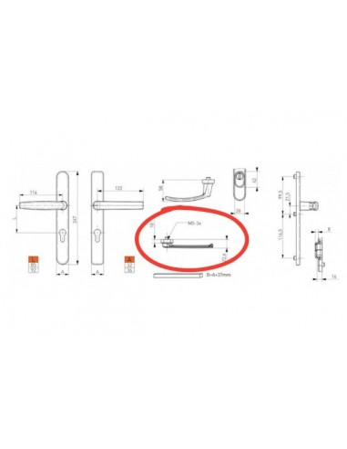 Πόμολο (χερούλι) αλουμινίου διπλό ρολών με πλάκα 