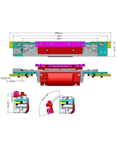 Κρυφός μεντεσές χωνευτός για περιμετρικά συστήματα πόρτας αλουμινίου PHH-100