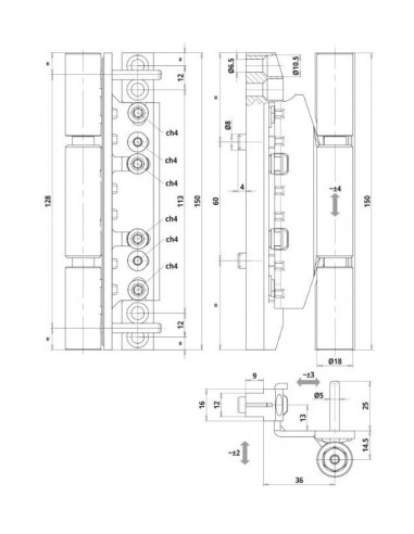 Μεντεσές Ρυθμιζόμενος 3D βαρέως τύπου για πόρτες με άξονα 13 mm