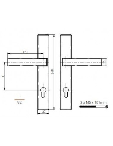 Πόμολο (χερούλι) αλουμινίου διπλό (ζεύγος)