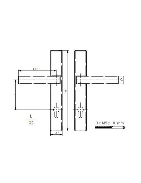 Πόμολο (χερούλι) αλουμινίου διπλό (ζεύγος)