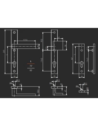 Πόμολο (λαβή) αλουμινίου διπλό (ζεύγος) 35