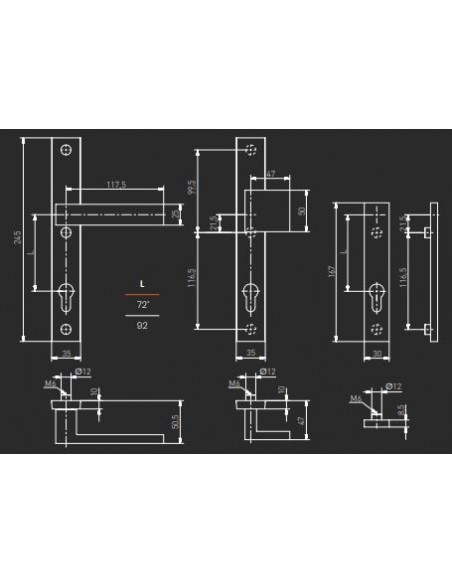 Πόμολο (λαβή) αλουμινίου διπλό (ζεύγος) 35