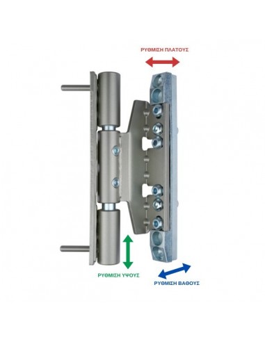 Μεντεσές Ρυθμιζόμενος 3D βαρέως τύπου για πόρτες με άξονα 13 mm