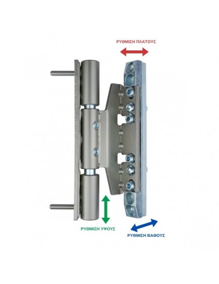 Μεντεσές Ρυθμιζόμενος 3D βαρέως τύπου για πόρτες με άξονα 13 mm Μεντεσές Ρυθμιζόμενος 3D βαρέως τύπου για πόρτες με άξονα 13 mm