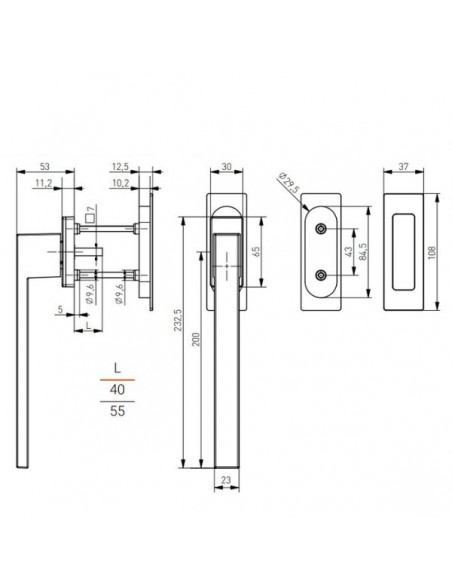 Πόμολο (γρυλόχειρο) αλουμινίου για συρόμενα και υψούμενα INLINE 