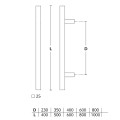 Aνοξείδωτη λαβή εξώπορτας 25x25